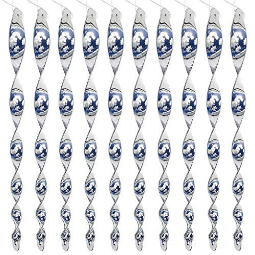 HASTHIP 10Pcs 30cm Bird Repellent for Balcony, Silver Reflective Pigeon Scarer, Ornamental Spiral Deterrent Control Device for Roof Edge, Fence HASTHIP 10Pcs 30cm Bird Repellent for Balcony, Silver Reflective Pigeon Scarer, Ornamental Spiral Deterrent Control Device for Roof Edge, Fence